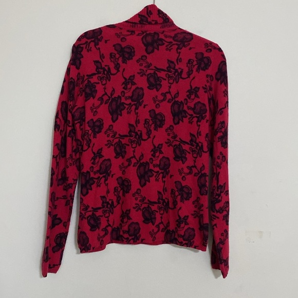 Vintage peck and peck Floral Red Turtleneck Women Top sweater cashmere soft Y2K - Picture 3 of 6